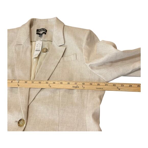 J Crew Womens Helena Blazer Size 14 Stretch Linen Blend Flax Ivory Jacket - Picture 5 of 10